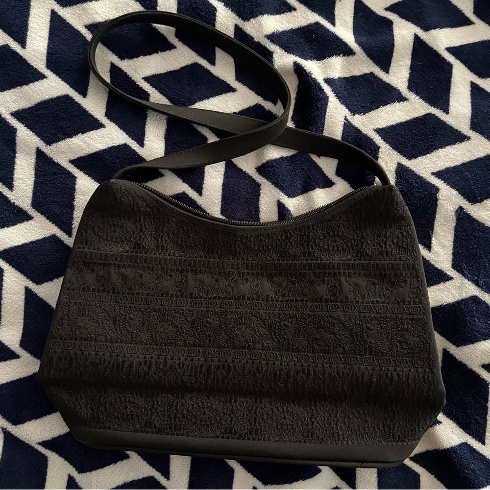 Black nylon shoulder bag